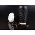 Black Disposable Ripple Double Wall Paper Cup for Hot Drinking